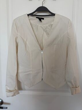 Forever 21 Cream Zip-Front Tailored Blazer